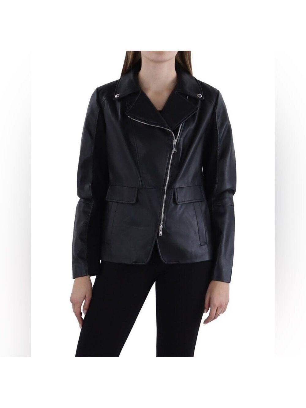 SAM EDELMAN FAUX LEATHER Black MOTO JACKET SZ SMALL